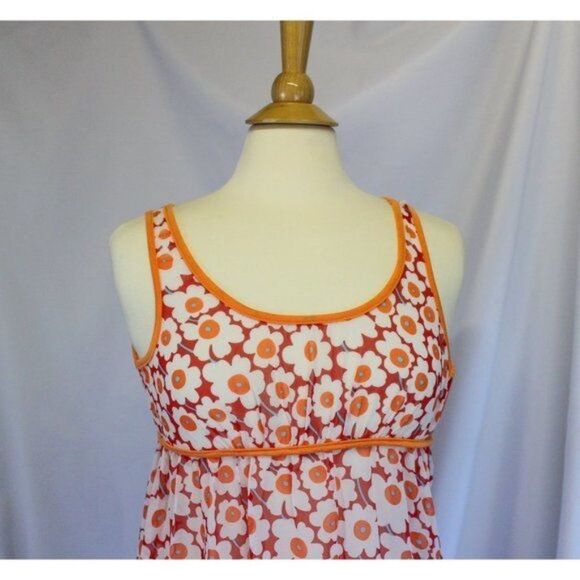 Orange Flowers Sheer Chiffon Dress or Tunic - Picture 3 of 5